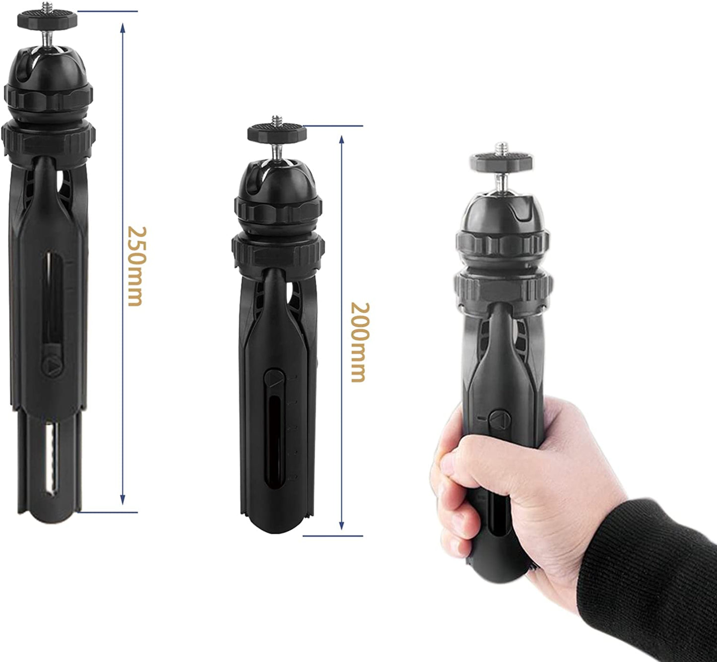 YOWHICK M4三脚 プロジェクター/カメラ適用 1/4インチ M4規格 5段伸縮 卓上三脚 ミニ三脚