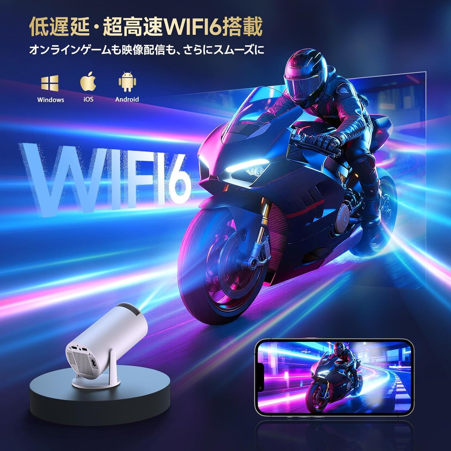 プロジェクター 家庭用 小型 21000LM Android TV搭載 天井投影 4K対応 低遅延WIFI6 IOS/Android/スピーカー接続可 Bluetooth5.4 スタンド付き 角度調整可能 使用簡単 自動台形補正 ホワイト X1【アウトドア/リビングルーム/寝室】