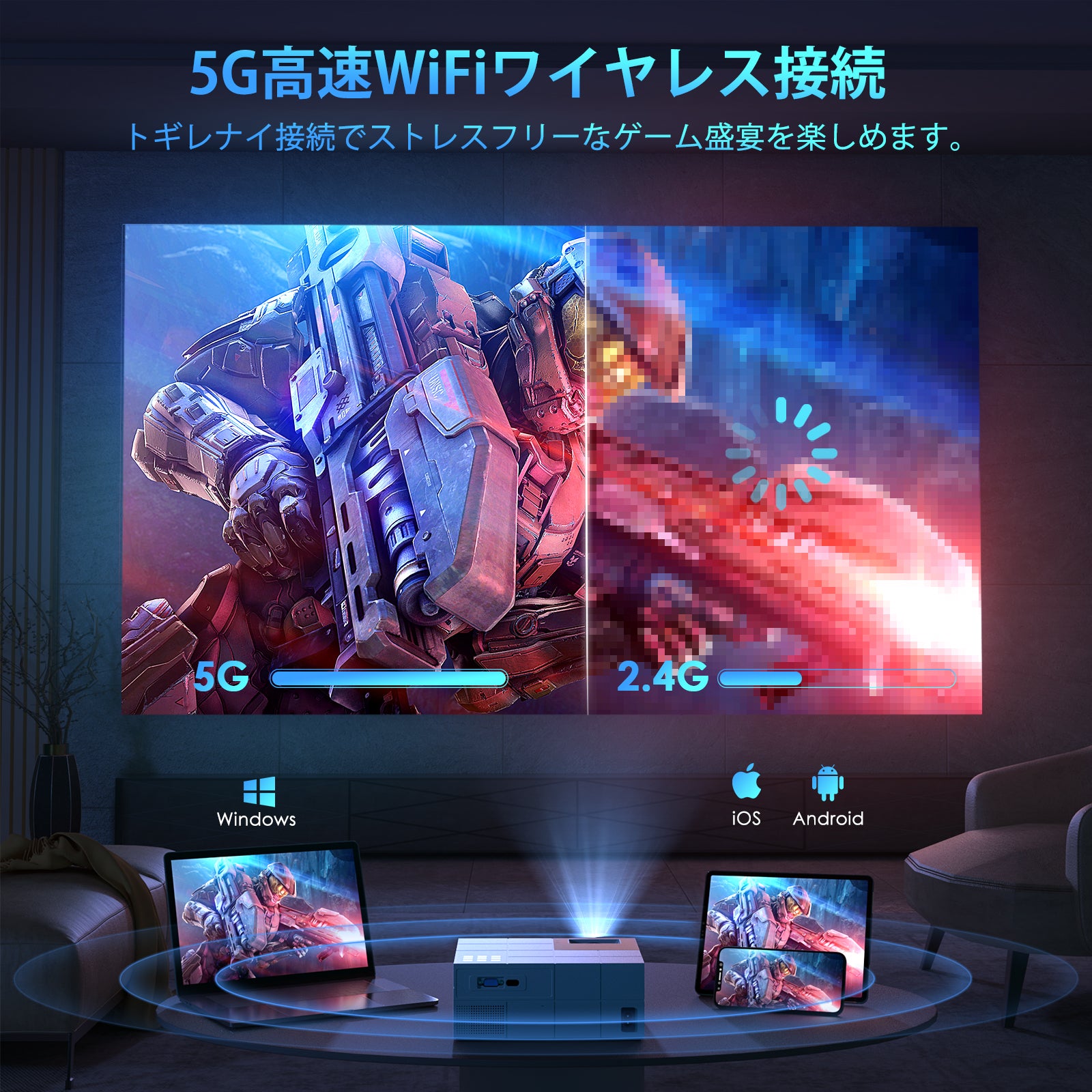 期間限定お試し価格 20000lm 5GWIFI 小型 ASAKUKI 小型 プロジェクター